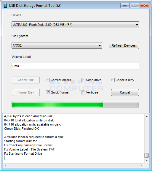 sandisk flash drive format tool